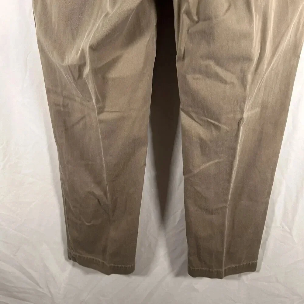 Polo Ralph Lauren Khaki Pants Men 34x32 Beige Classic Fit Button Zip 100% Cotton